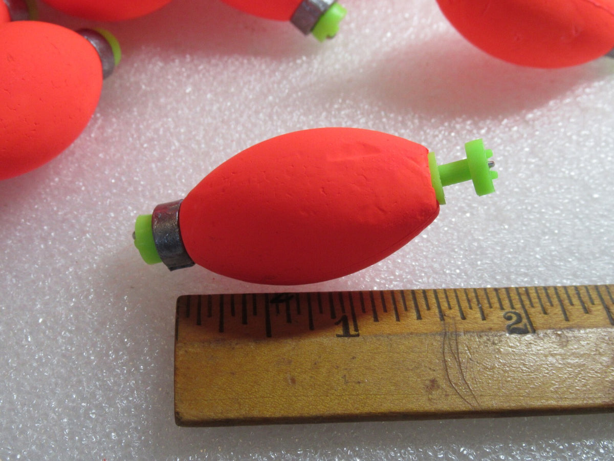 12 Pack 1.5-Inch Fishing Floats Oval Weighted Foam Snaps - Multiple Colors