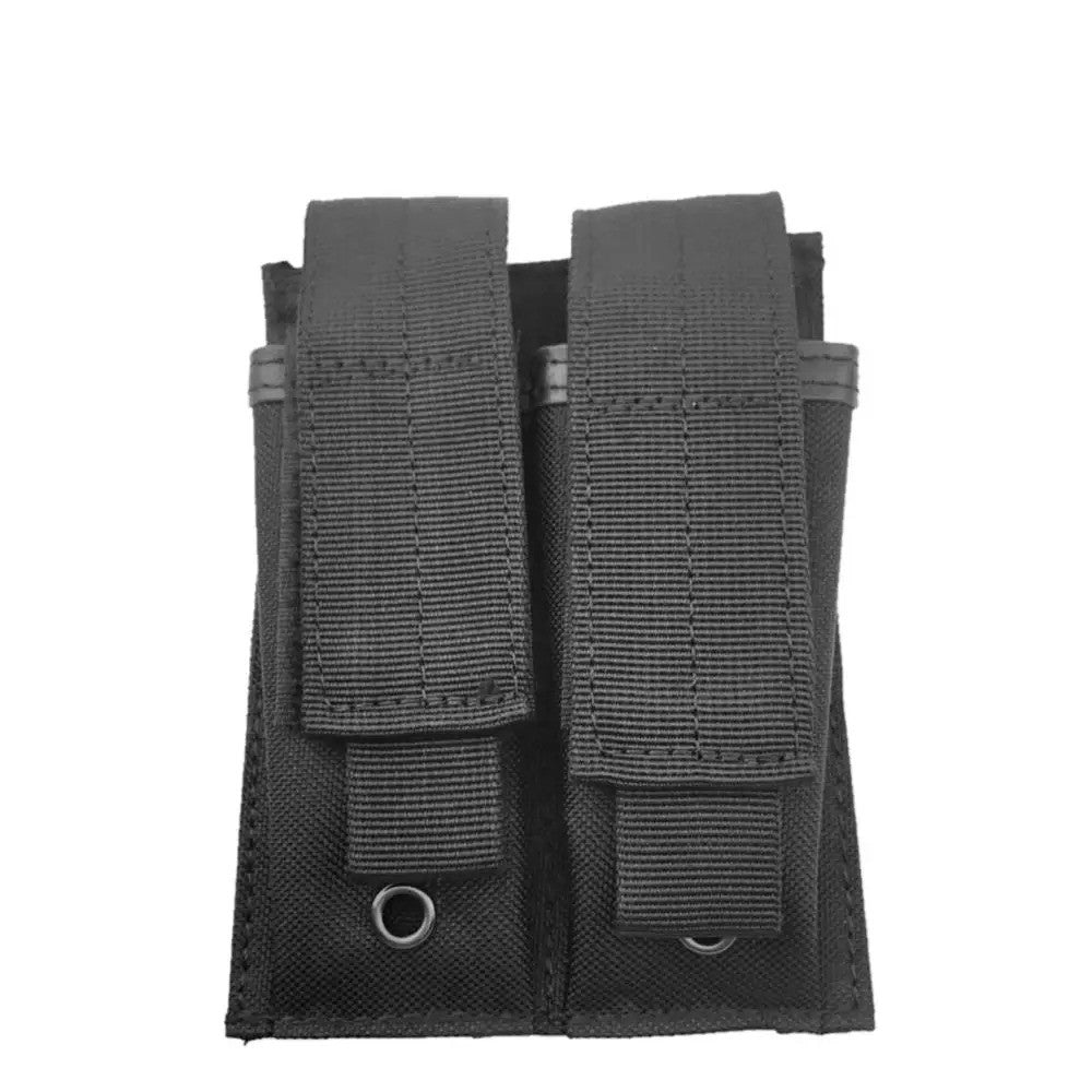 Tactical Double Mag Pouch & Flashlight Holder for 9mm Pistols - MOLLE Compatible