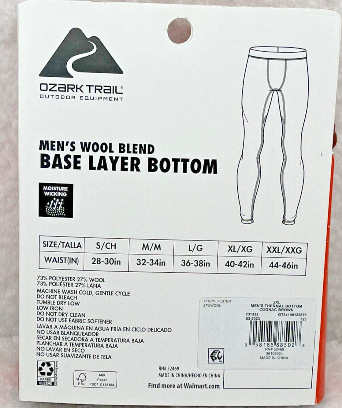 Men's Merino Wool Blend Thermal Bottoms - Base Layer for Winter