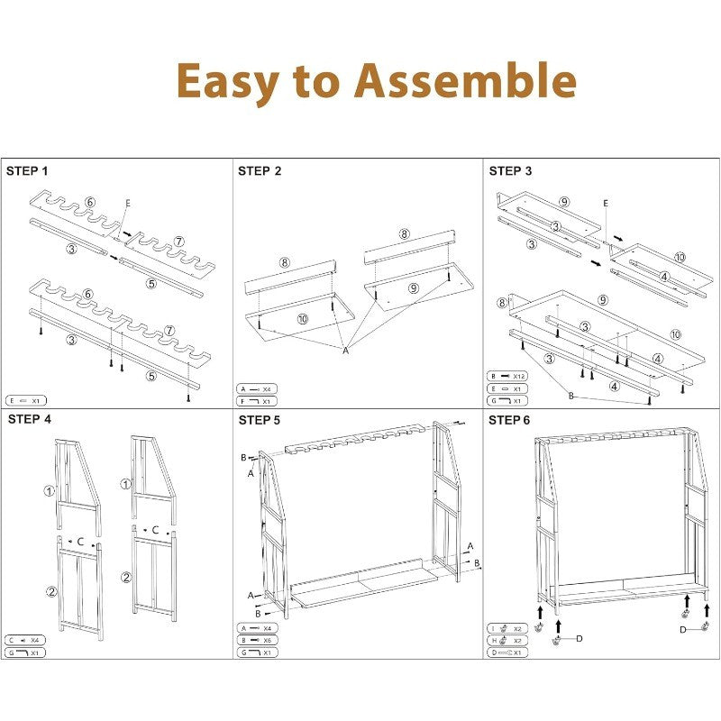 Gun Rack with Metal Frame and Wheels Holds 10 Long Guns, Adjustable Height