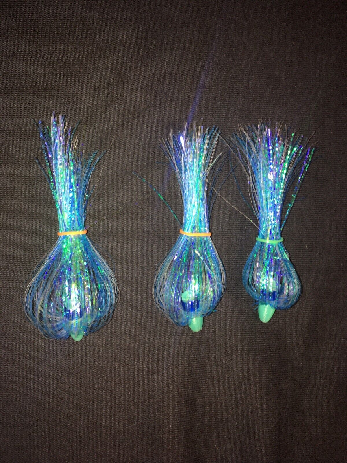 Salmon Trolling Flies Pack of 3 - Unrigged Blue 4 Inch Fish Lures