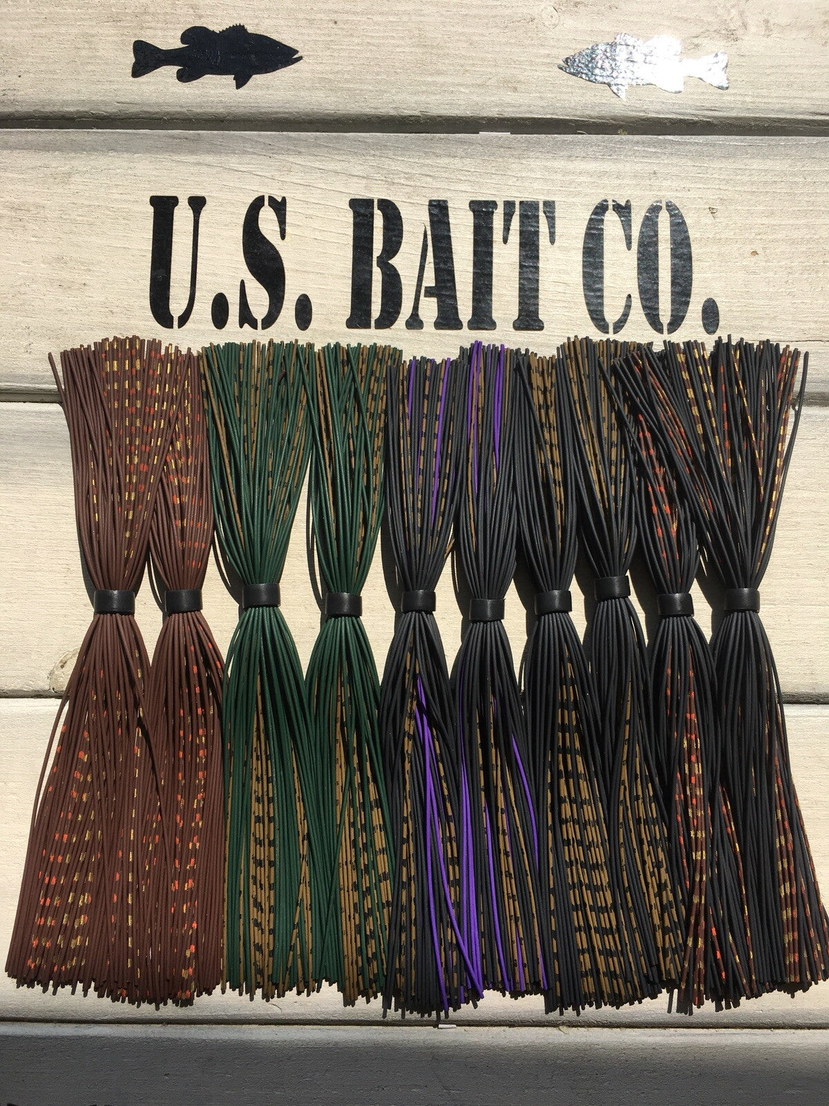 Bass Jig Skirts Living Rubber Lot of 10 with Craw Patterns - Replacement Fishing Tackle