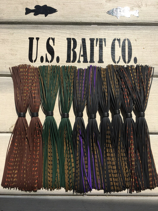 Bass Jig Skirts Living Rubber Lot of 10 with Craw Patterns - Replacement Fishing Tackle