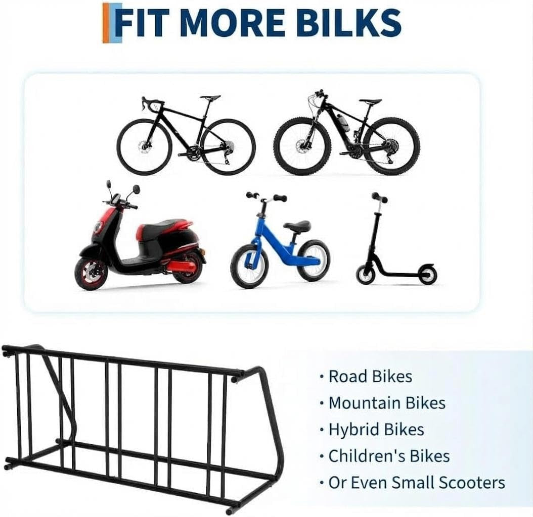 Heavy Duty Steel Bike Rack for 5-10 Bikes Freestanding Garage Storage Organizer