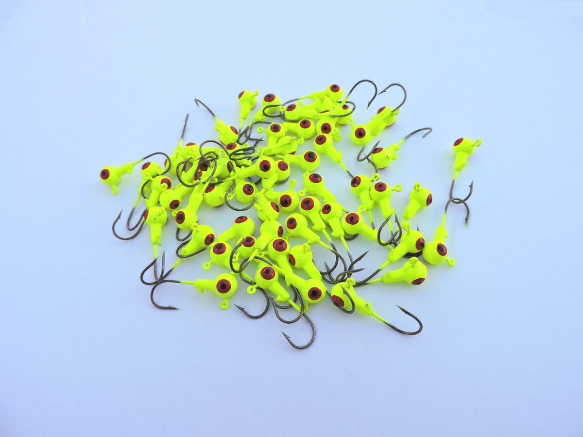 50-Piece Lead Jig Head Fishing Hooks Set - 1/8 oz Crappie Tackle