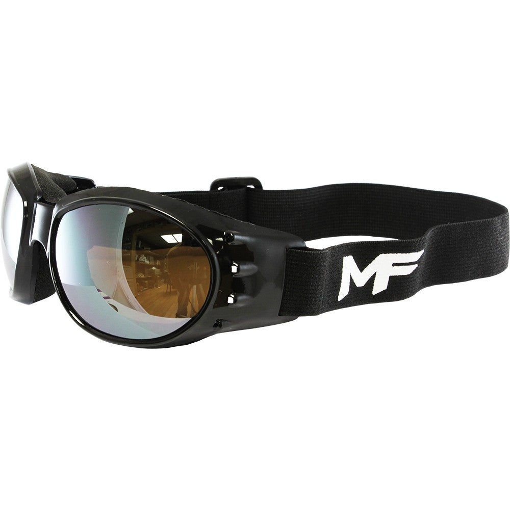 Motorcycle Goggles with Smoke Lens & Padded Foam - Black Frames, UV400 Safety
