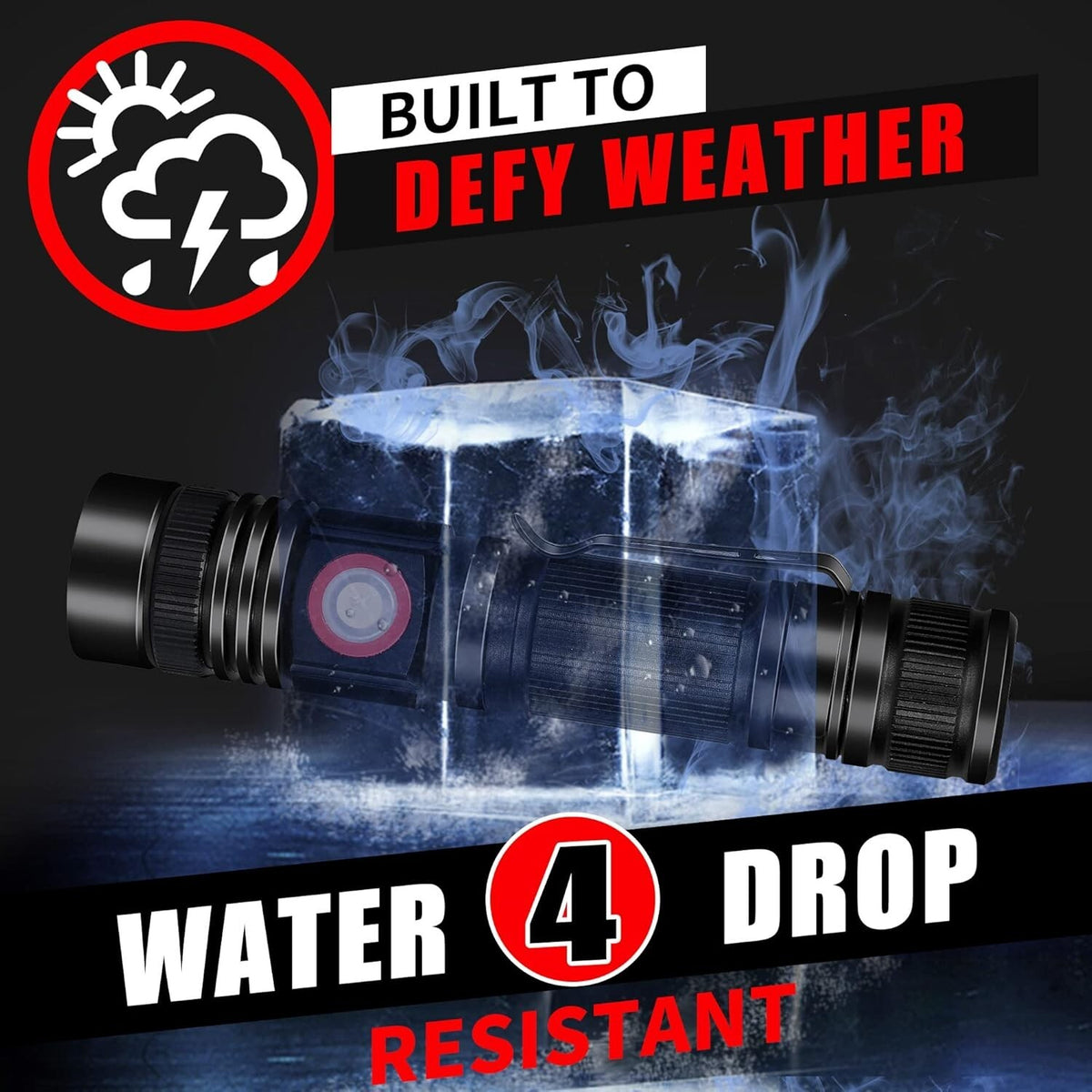 Rechargeable LED Tactical Flashlight 2000 Lumens Waterproof Work Light