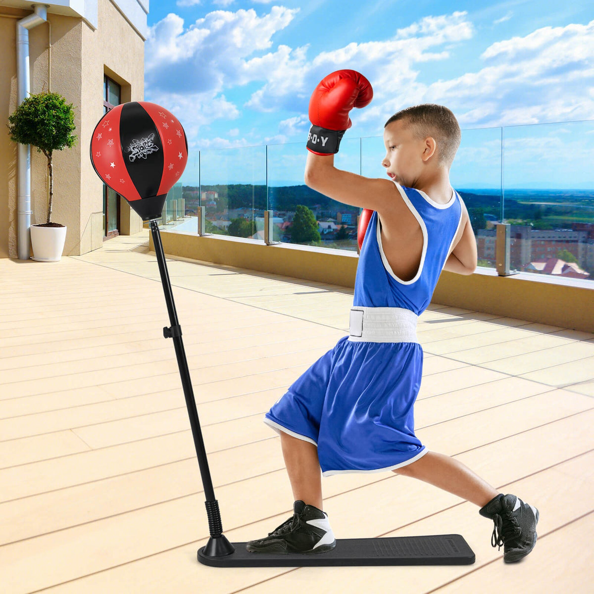 Kids Punching Bag Set with Gloves Adjustable Height Boxing Gear for Children
