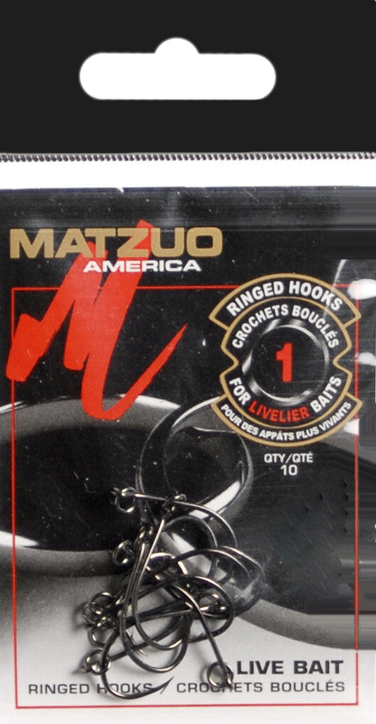 Matzuo Ringed Octopus Live Bait Fish Hooks Size 1 - 50 Pack