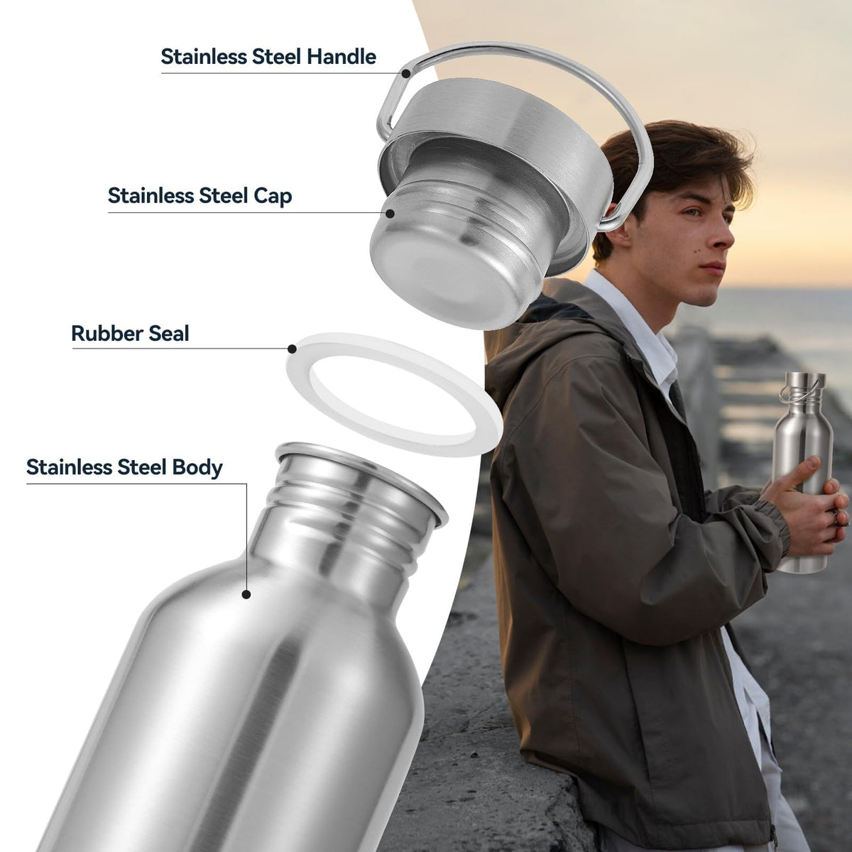 26oz Stainless Steel Water Bottle BPA-Free Reusable Leakproof Camping Hydration