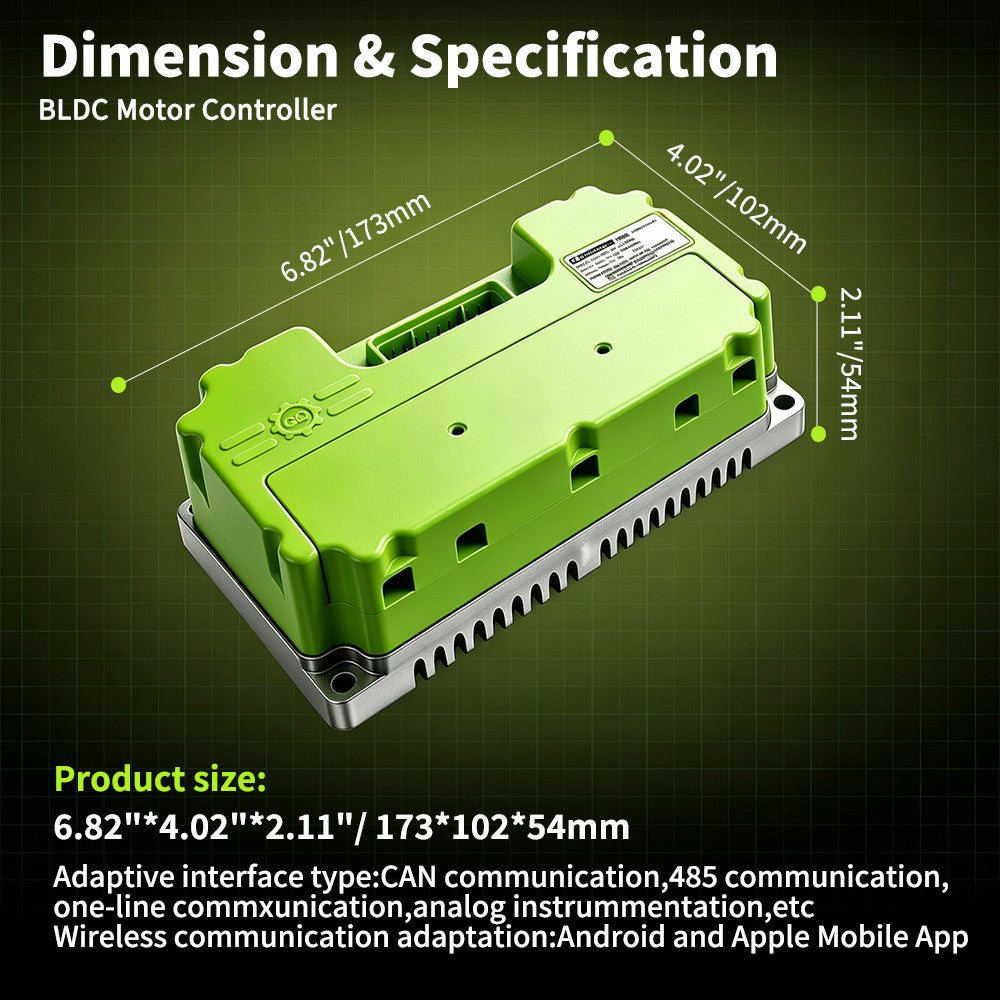 Electric Motor Controller Bluetooth 55A 200A Phase 48-72V for E-Bike, Dirt Bike