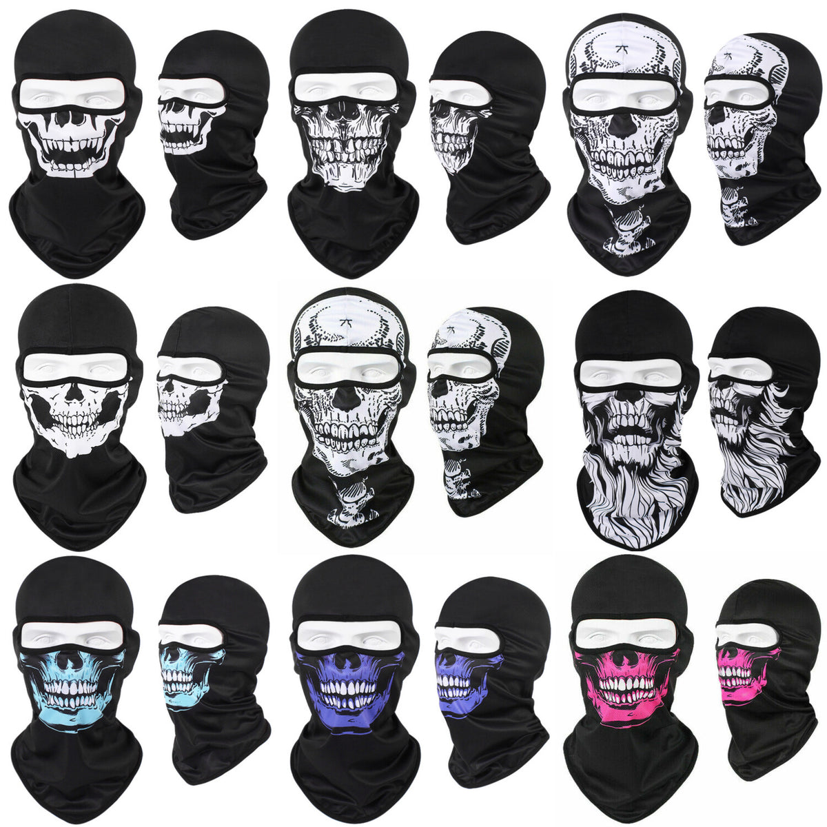 Unisex Skull Ski Mask Balaclava Ghost Bandana Full Face Mask for Outdoor Activities