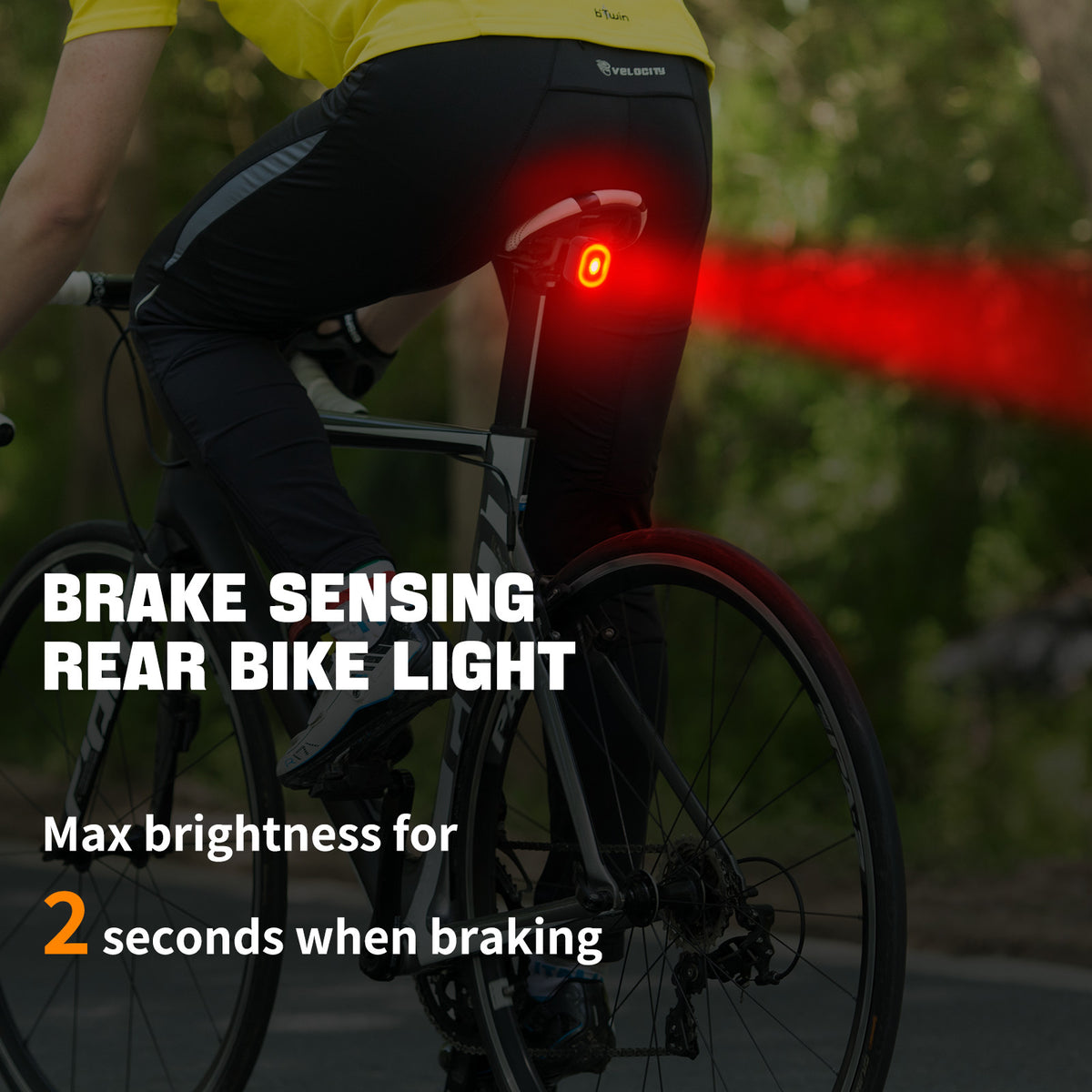 Rechargeable Bike Tail Light with Brake Sensing IP66 Waterproof LED Safety Light
