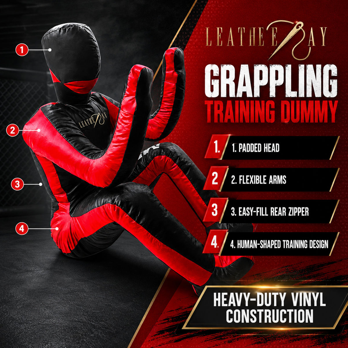 Unfilled MMA Grappling Dummy for Jiu Jitsu, Judo, Wrestling & Martial Arts Training