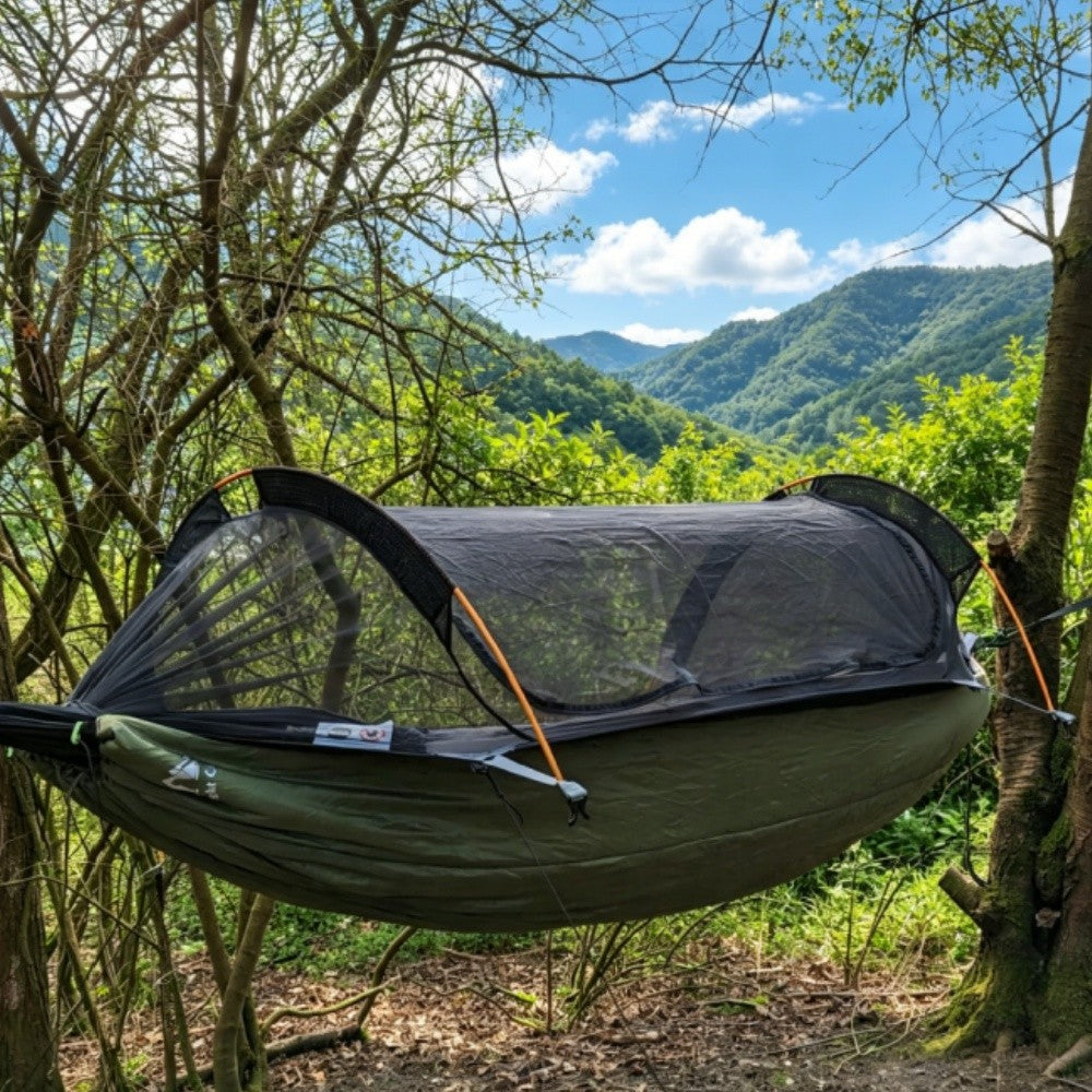 2-in-1 Camping Hammock Tent with Rain Fly and Mosquito Net - Portable & Durable