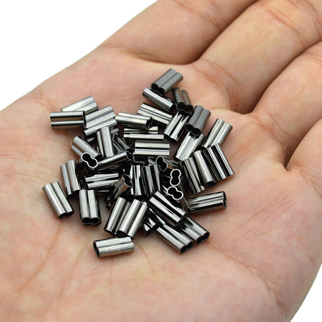 Copper Double Barrel Fishing Crimp Sleeves for Line Connectors, Brass Tackle Kit