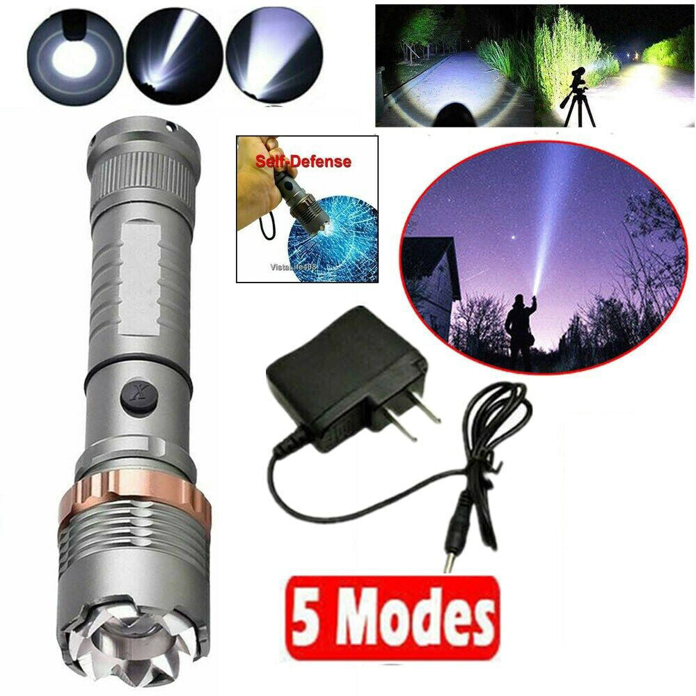 Rechargeable LED Tactical Flashlight 100M Waterproof Work Light 5 Modes