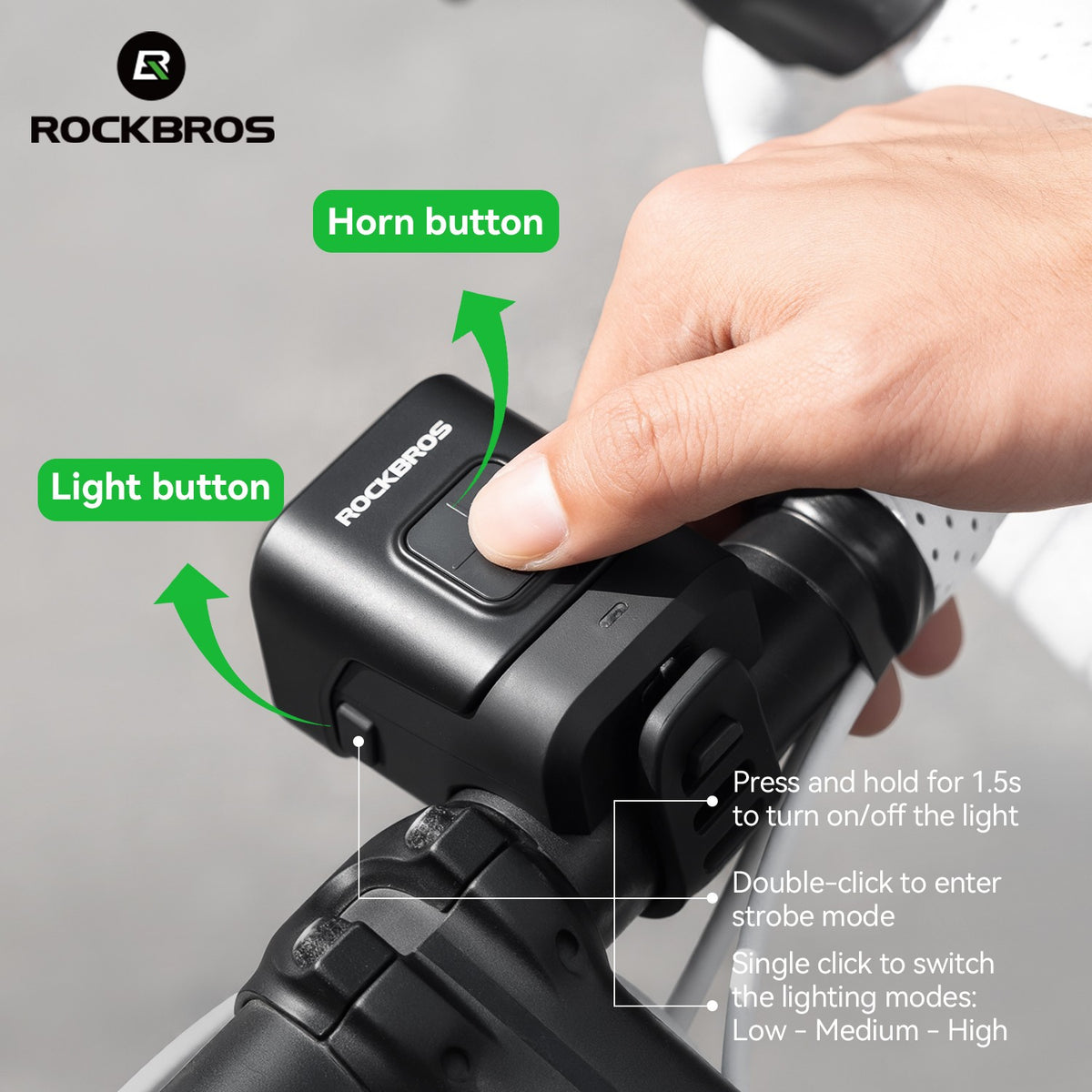 Bike Horn and Light 2-in-1 Waterproof 120dB Horn & 450LM Front Light