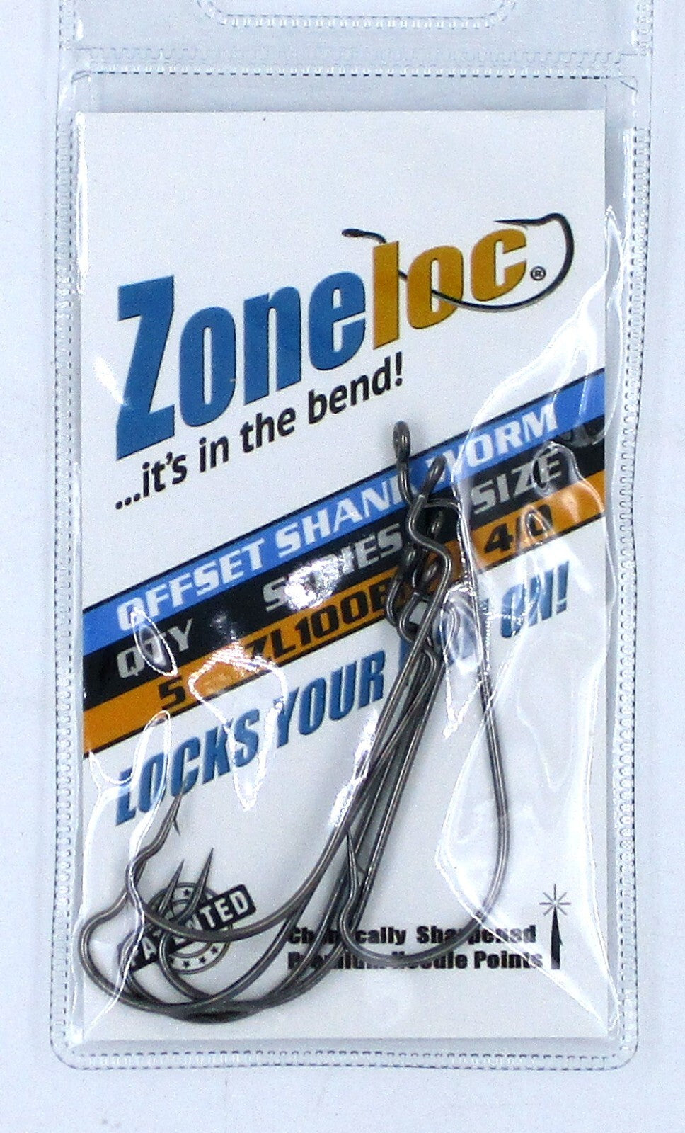 Fishing Hooks Set - Offset Shank Worm Hooks for Bass, Size 4/0, 10-Pack