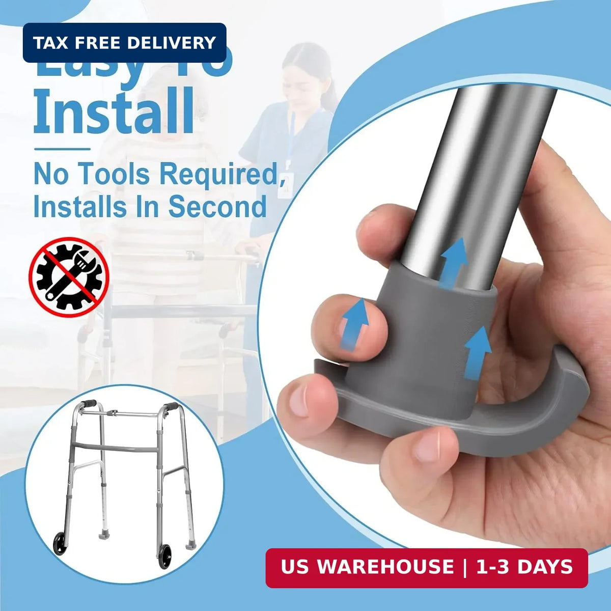 Walker Ski Glides 2 Pack Heavy Duty Replacement Feet for Folding Walkers