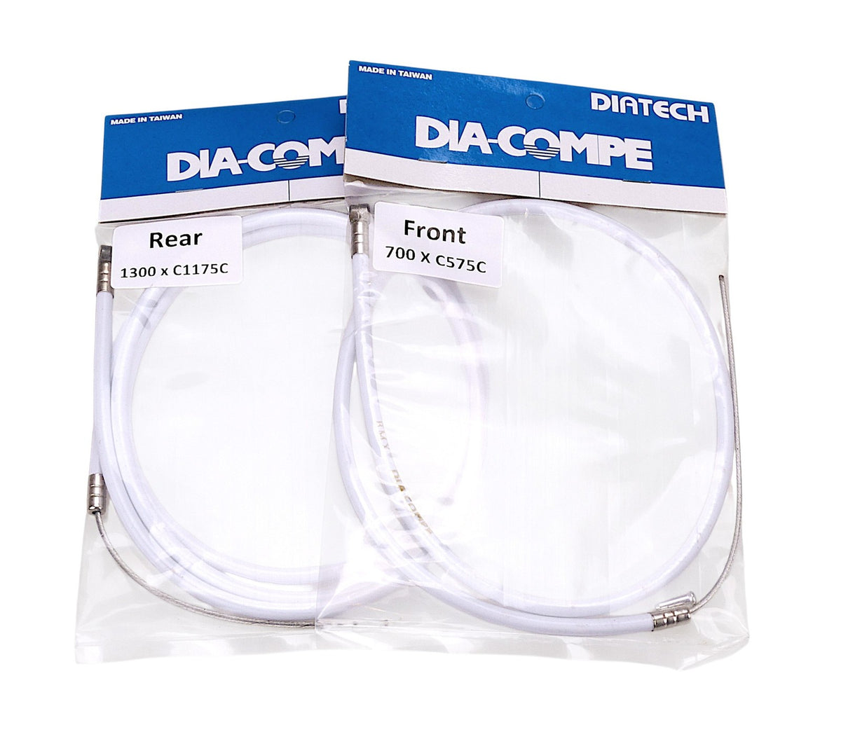 BMX Bicycle Brake Cable Set - Front & Rear, White, Teflon-Lined Housing