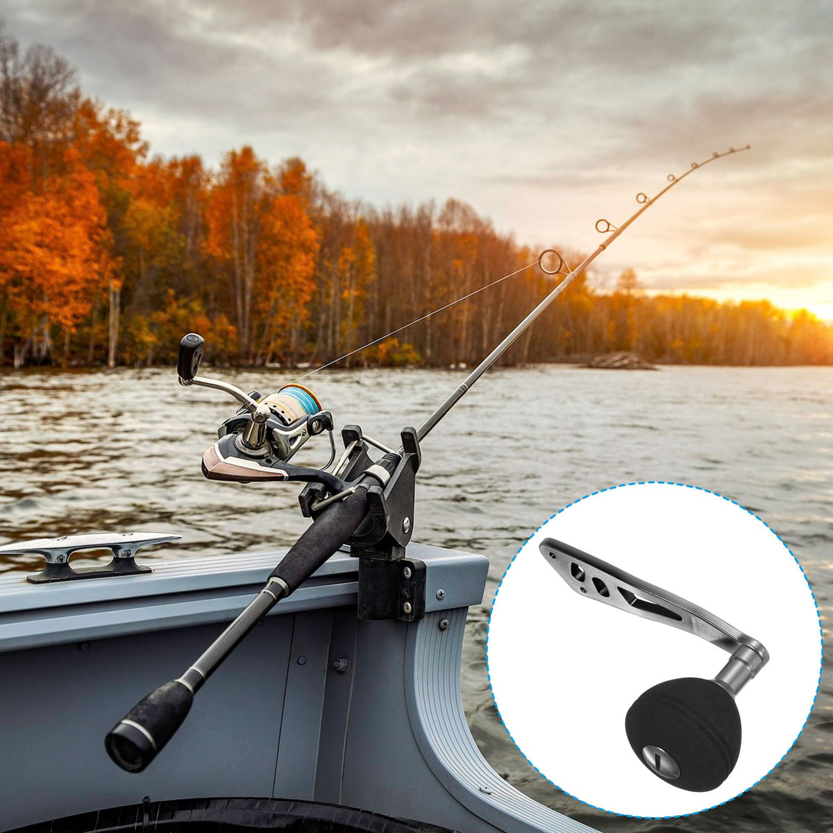 Metal Baitcasting Fishing Reel Handle Knob with EVA Grip Silver