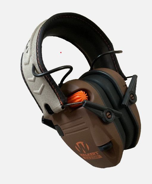 Walkers Razor Slim Electronic Ear Muffs - Hearing Protection, 23dB NRR, Brown