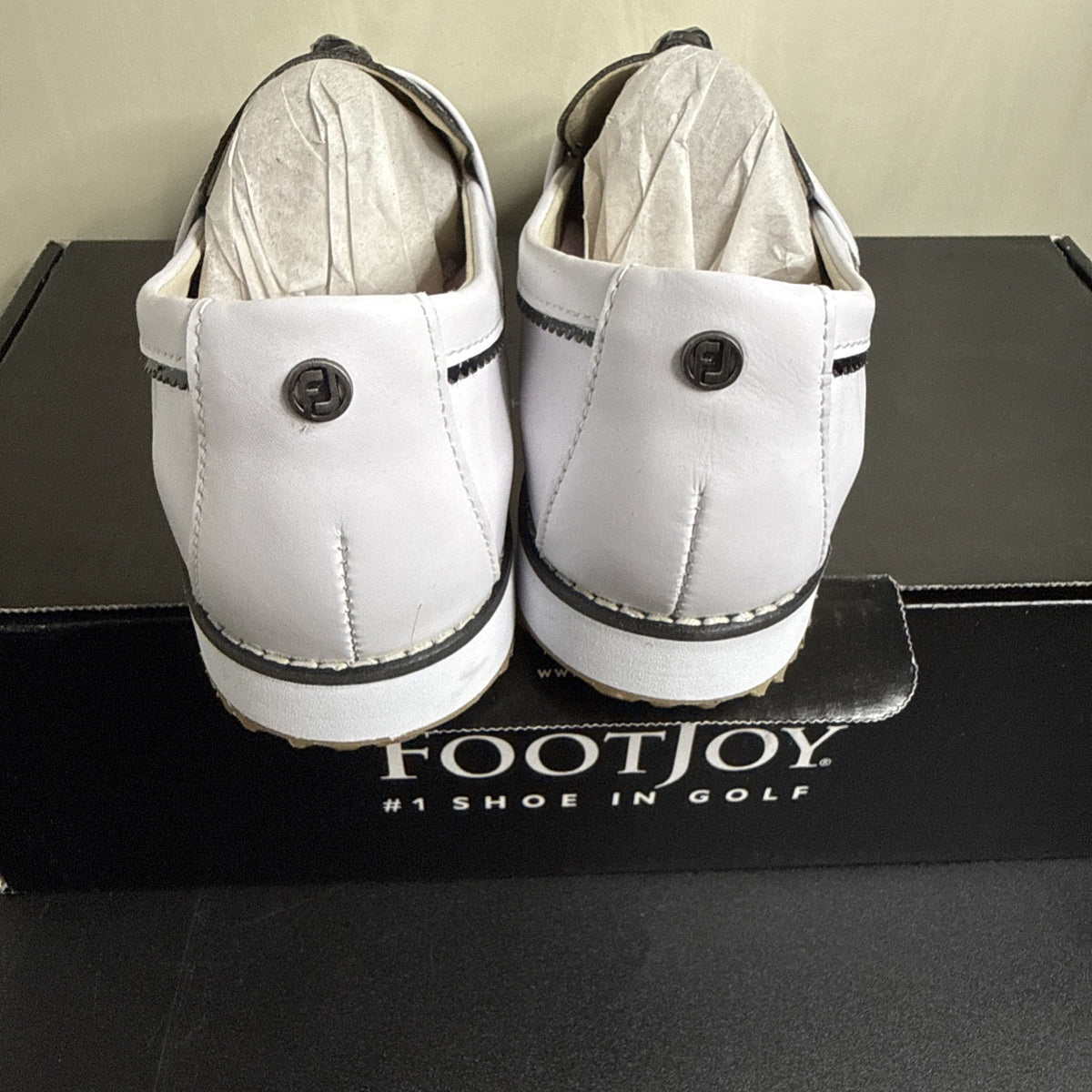 Women's Slip-On Golf Shoes FJ Sandy #92383 White Black Size 6W Wide