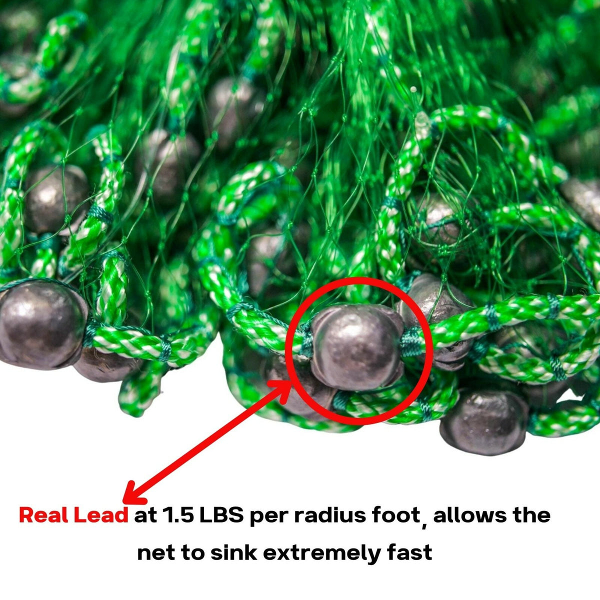 Heavy-Duty Cast Net for Bait Fishing - 3/8" Mesh, Multiple Sizes