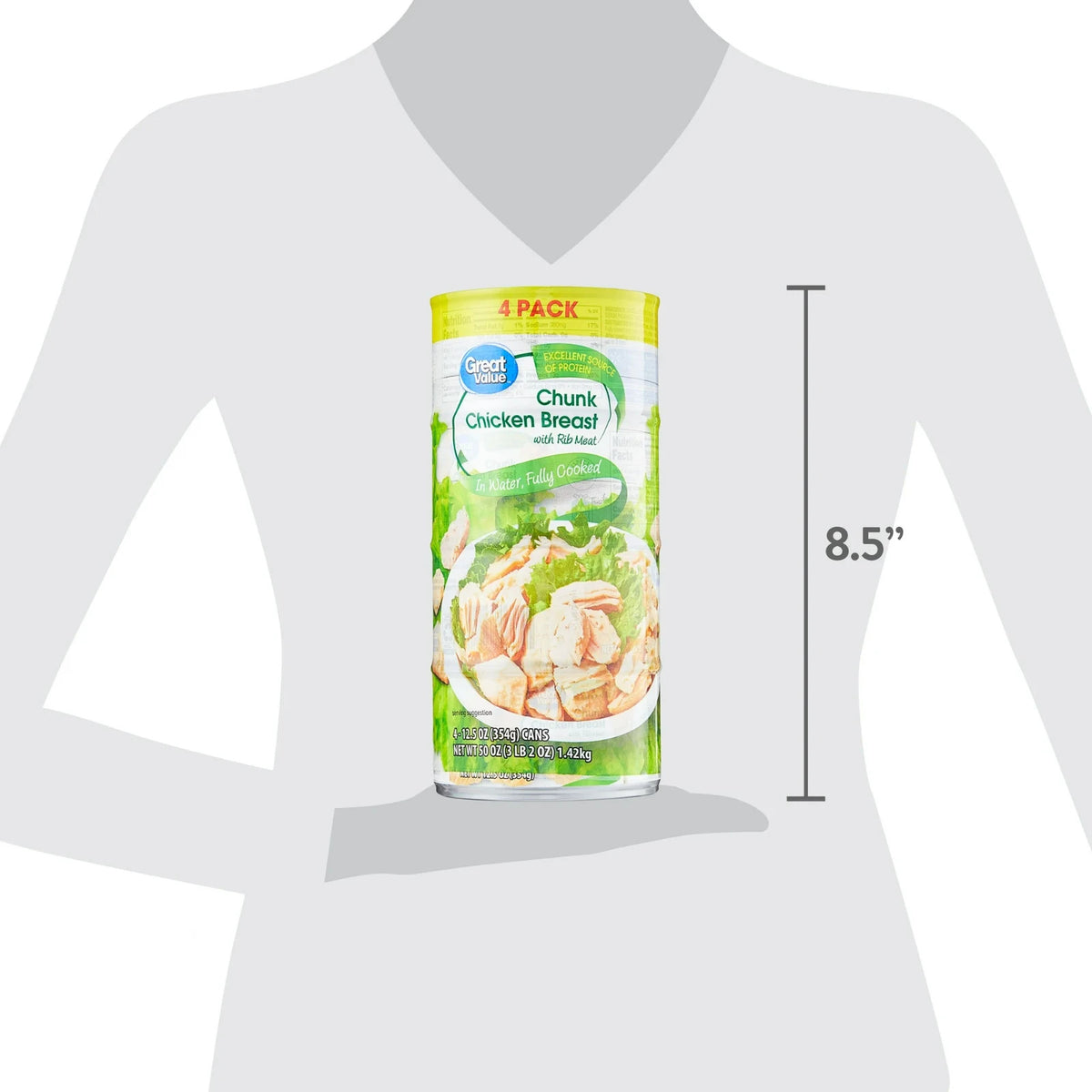 Canned Chicken Breast - Fully Cooked, 12.5 oz, Pack of 4, High Protein, Gluten-Free