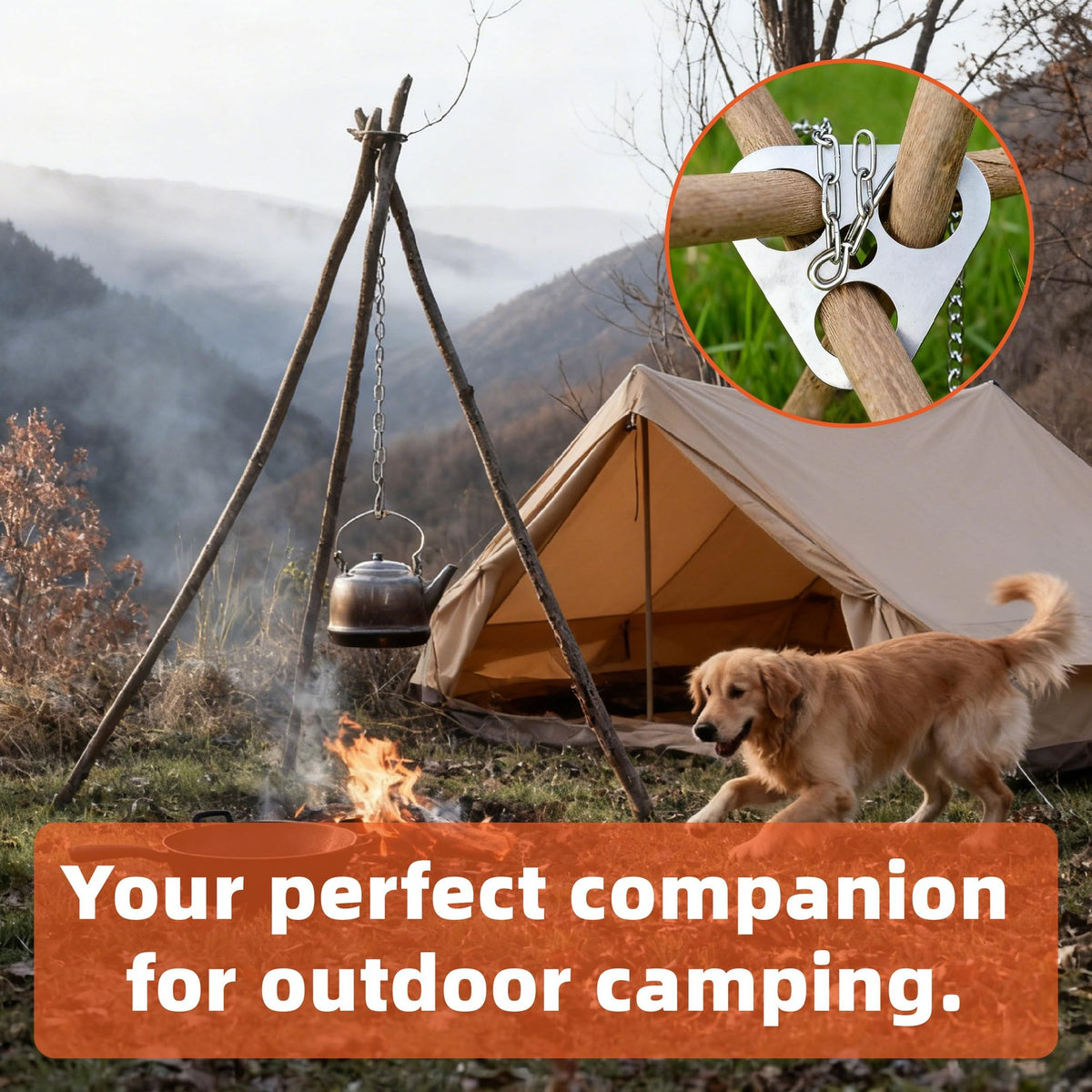 Stainless Steel Camping Tripod Plate for Outdoor Cooking and Fire Pit Support