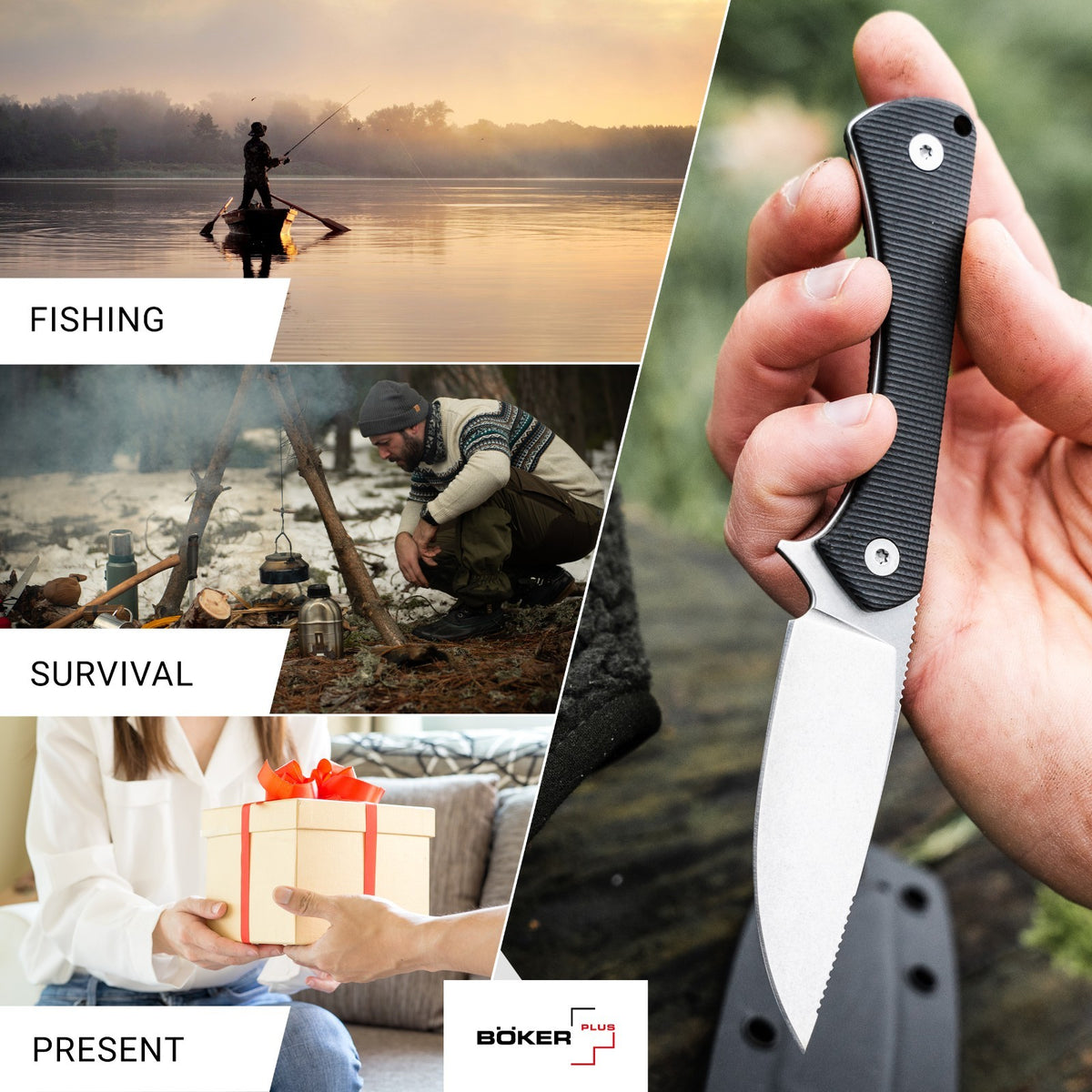 Fixed Blade Hunting Knife with 14C28N Steel and G10 Handle - Outdoor EDC