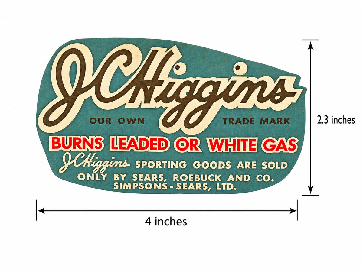 Replacement Sticker for Sears J.C. Higgins Stove - 4x2.3 Inches Vinyl Decal