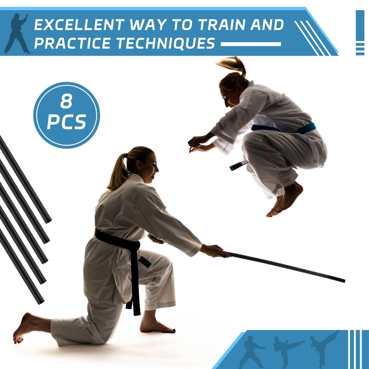 8 Pack Foam Padded Escrima Sticks for Safe Martial Arts Training