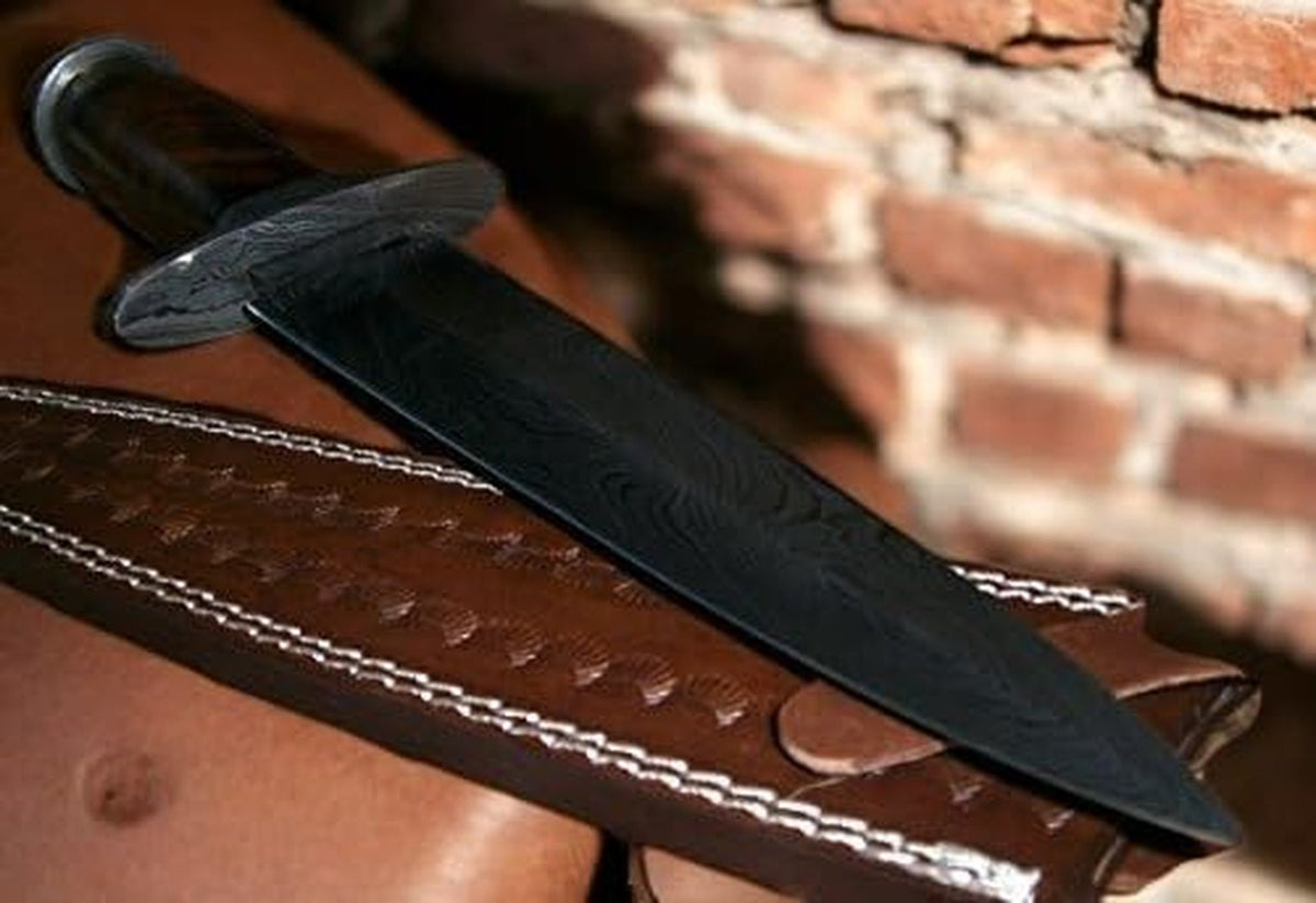 Handmade Damascus Steel Dagger Knife with Solid Rose Wood Handle