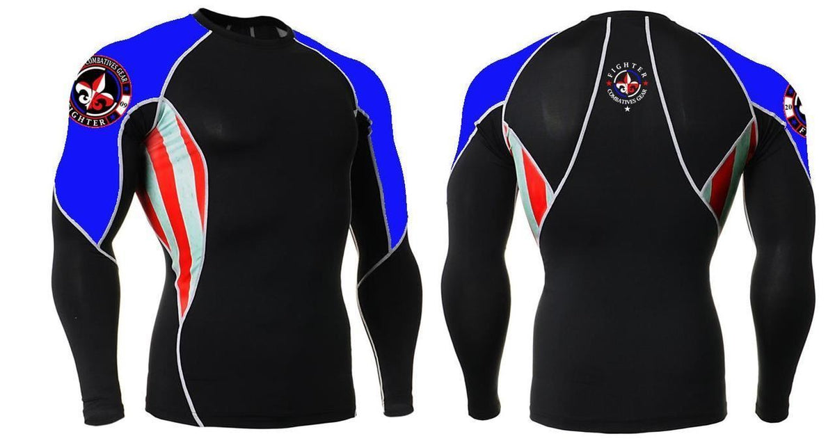 Fighter Long Sleeve Rash Guard for Combat Sports - Compression Fit