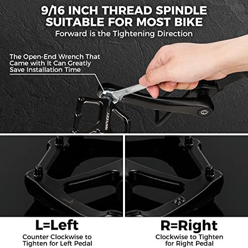 Bike Pedals 9/16 Inch Aluminum Flat Pedal for Mountain & Road Bikes