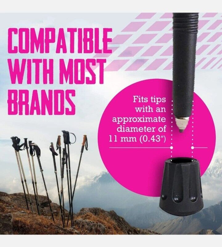 Walking Stick Tips Pack of 6 - Rubber Replacement Tips for Hiking Poles