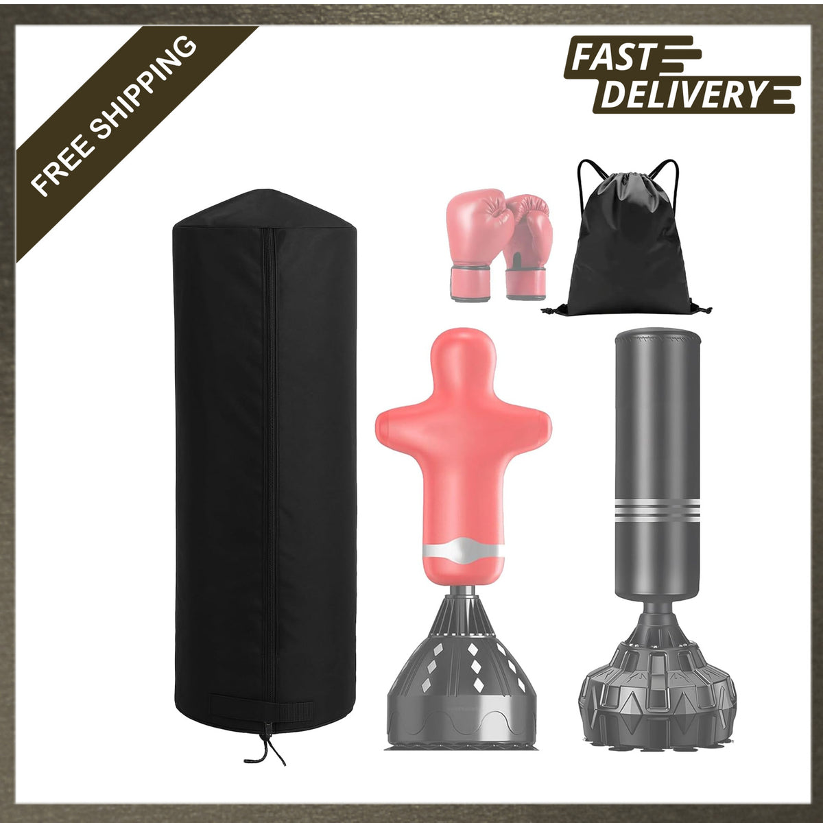 Waterproof Freestanding Punching Bag Cover with Storage - 28x70 Inches