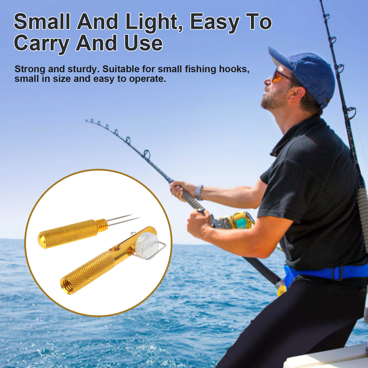 Fishing Knot Tying Tool with Line Clipper and Hook Nipper - Portable Brass Multifunctional