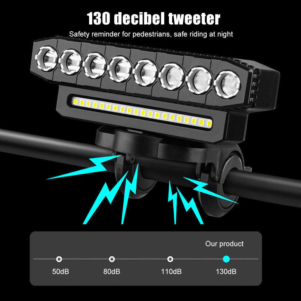 Super Bright USB Rechargeable Waterproof Bicycle Front Headlight with Horn