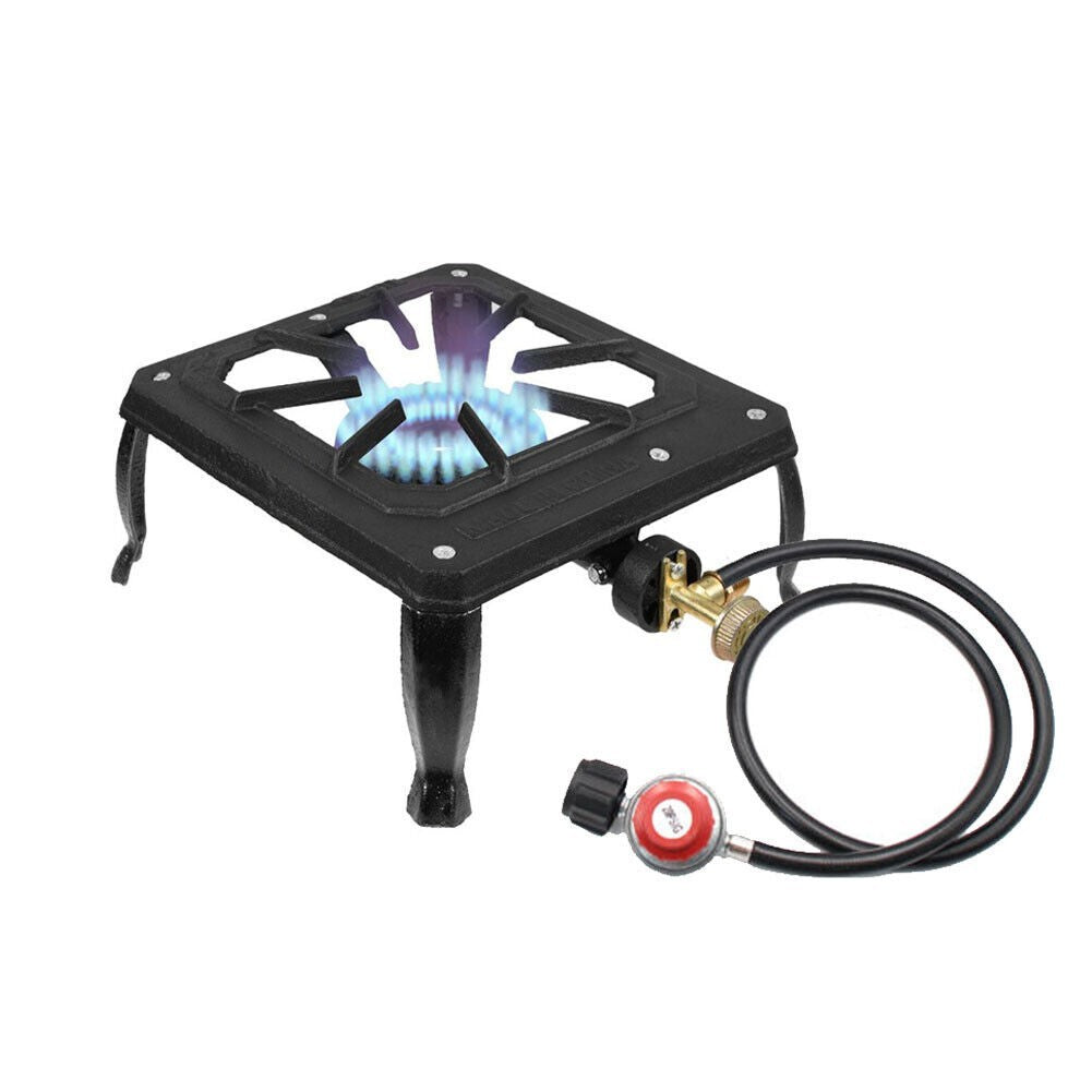 Outdoor Portable Propane Camp Stove with Adjustable Flame and Gas Hose