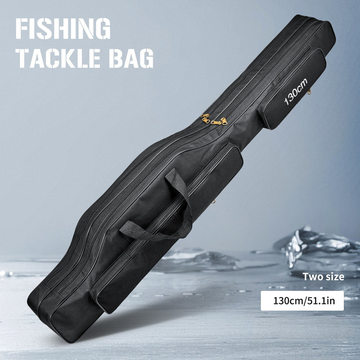 Waterproof 130cm Fishing Rod Case with Multiple Compartments & Shoulder Strap