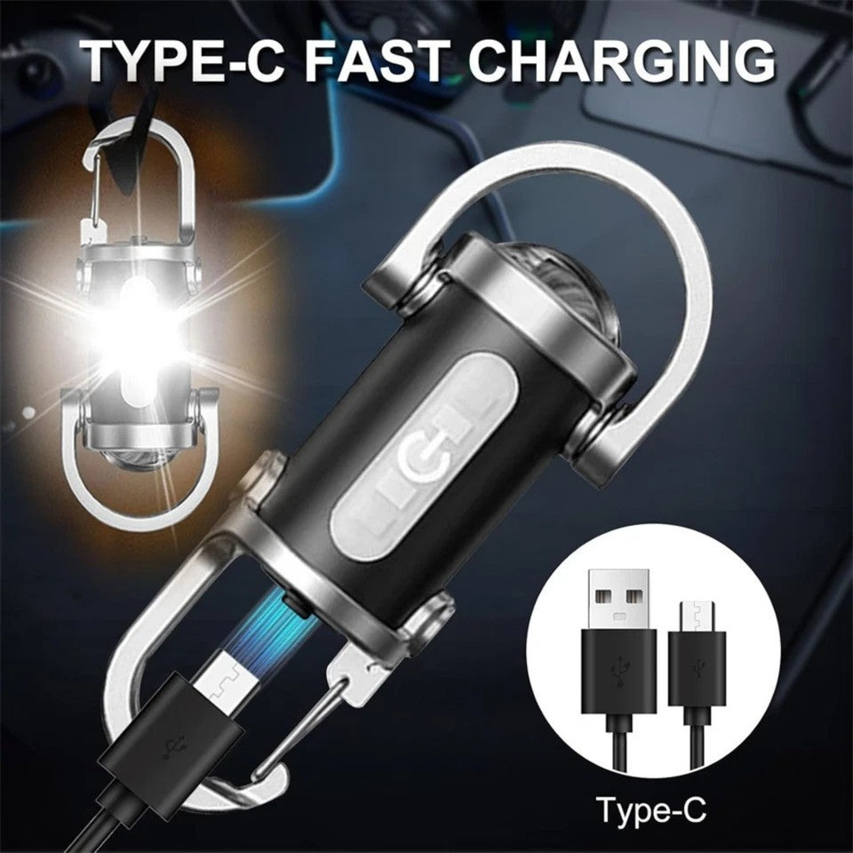 Mini LED Keychain Flashlight Waterproof Rechargeable Portable Torch for Camping