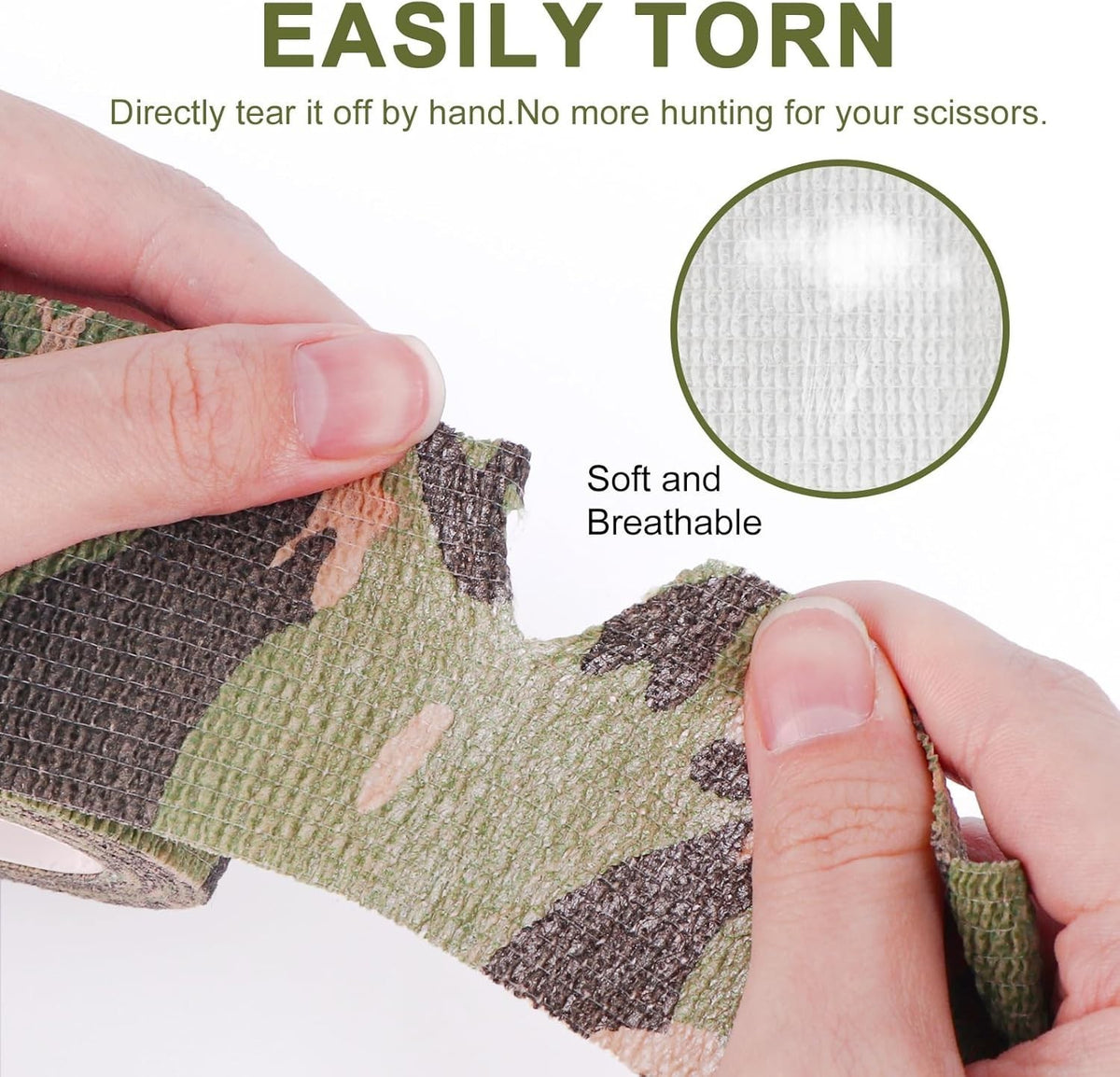 Camouflage Fabric Tape Wrap for Hunting, Airsoft, and Outdoor Gear - 2in x 5yd, 15 Rolls