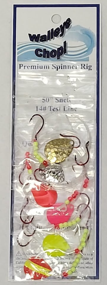 Walleye Spinner Harness Set with Double Hooks and Blades - Multiple Colors