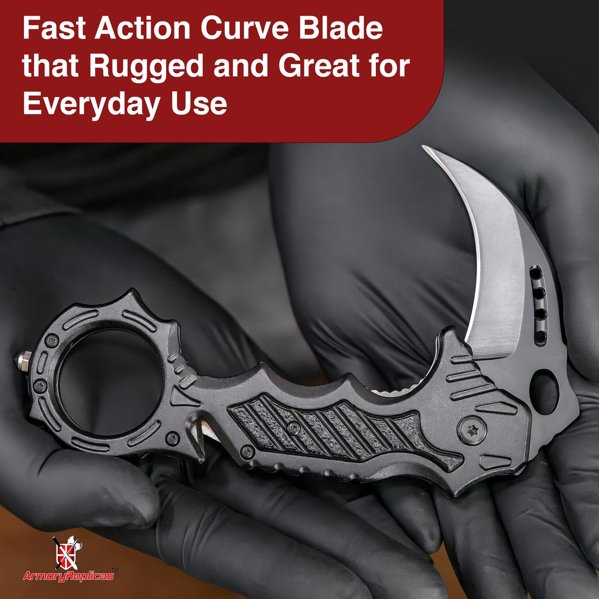 Tactical Karambit Knife with Spring Assist & Emergency Features