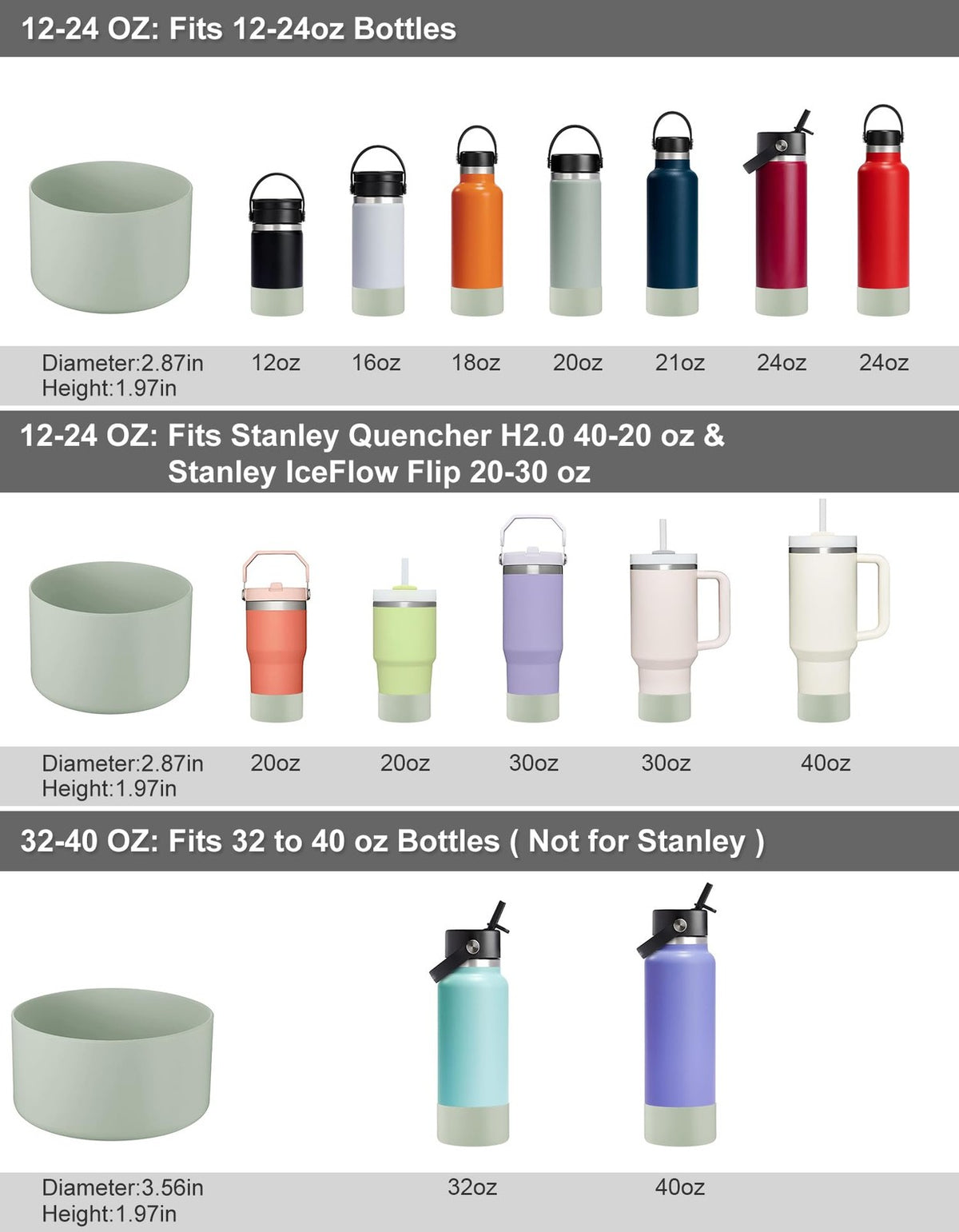 Silicone Protective Boot for 32-40oz Hydroflask Water Bottles - Agave