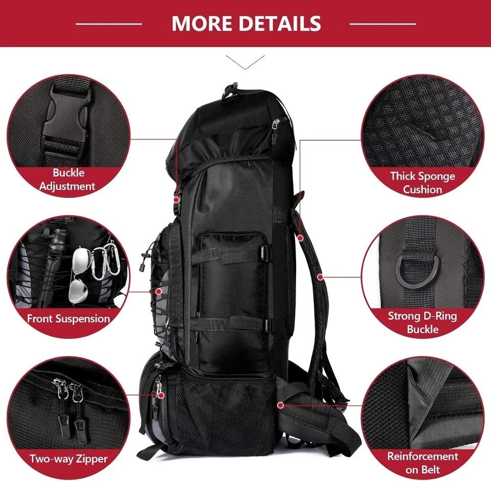 High-Capacity Outdoor Tactical Hiking Backpack Waterproof Camping Rucksack