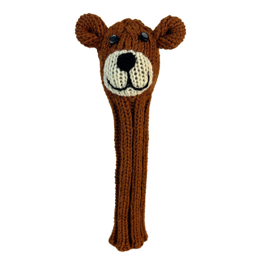 Sunfish Brown Bear Knit Wool Fairway Golf Club Headcover - Handmade New Zealand Wool